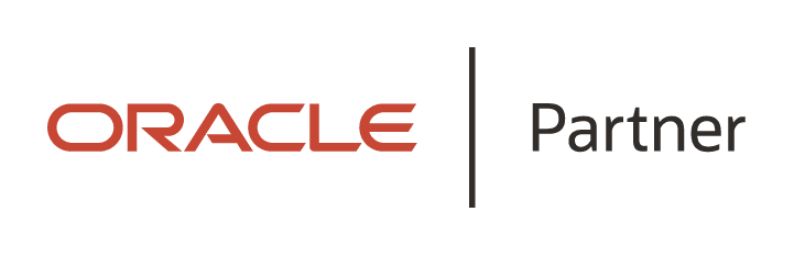 Oracle logo with red text and a vertical line.