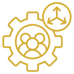 Teamwork gear icon with arrows