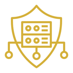 Cybersecurity shield with server icon