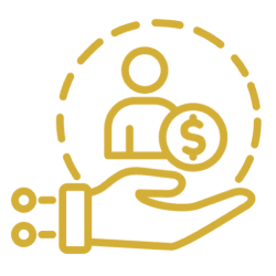 Robotic hand offering financial assistance