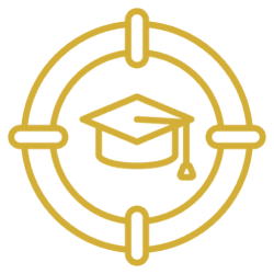 Graduation cap in crosshairs icon