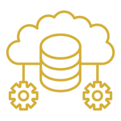 Cloud storage and data management icon