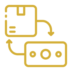 Retro technology symbols in yellow