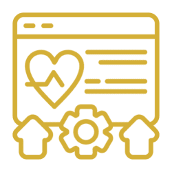 Heartbeat and gear symbol
