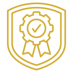 Ribbon gear logo with checkmark