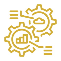 Yellow gears symbolizing digital connectivity