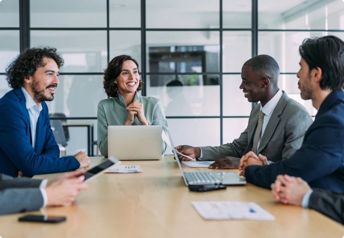 Team discussion around conference table