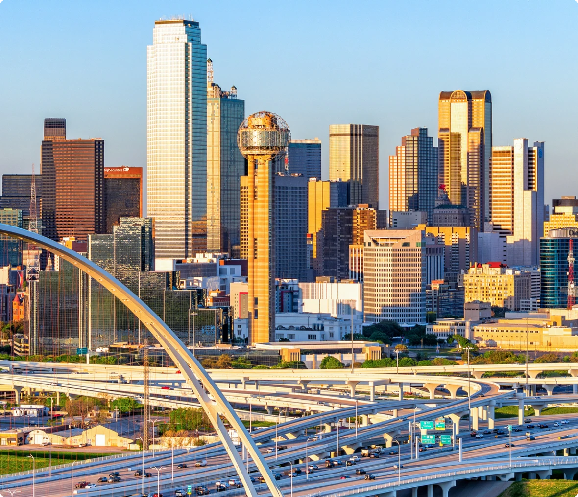Dallas skyline with skyscrapers