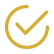 Gold check symbol with circle