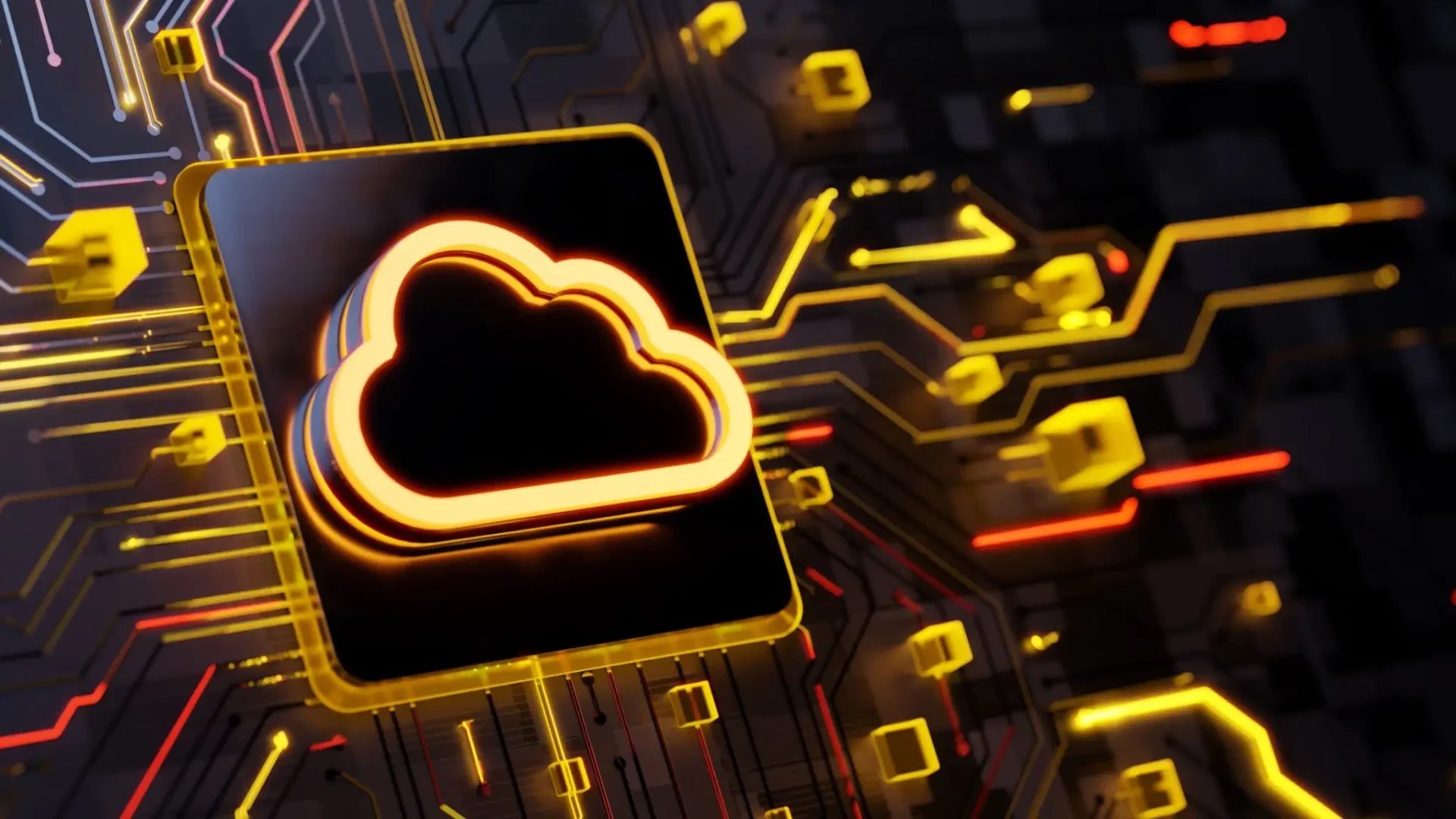 Glowing cloud icon symbolizing digital cloud technology.